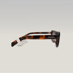 Prada PR D07S Juniper Tortoise Square Sunglasses in Havana Brown