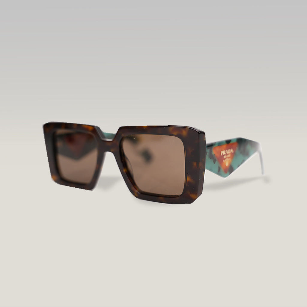 Prada PR 23YS Tortoise Oversized Square Sunglasses Brown Lens