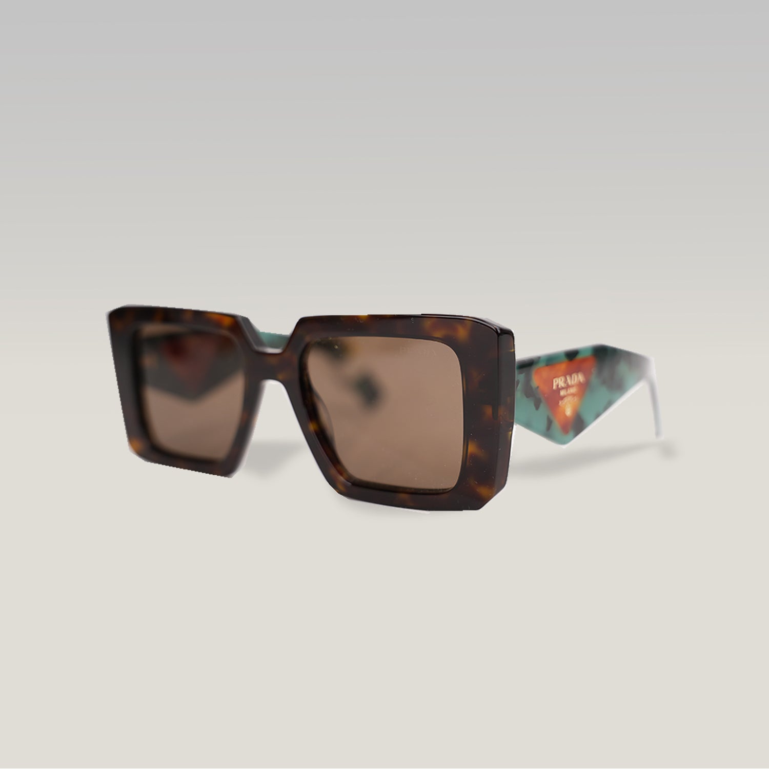 Prada PR 23YS Tortoise Oversized Square Sunglasses Brown Lens