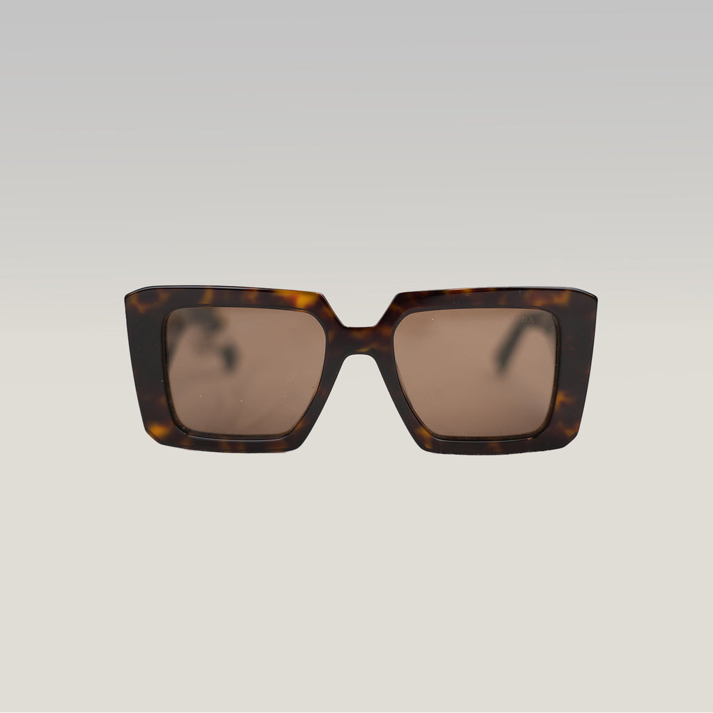Prada PR 23YS Tortoise Oversized Square Sunglasses Brown Lens