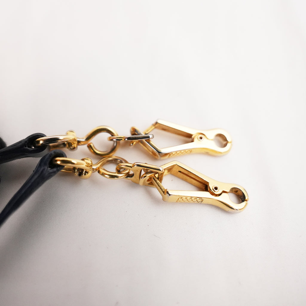 Miu Miu Mini Matelassé Dark Blue Leather Crossbody Bag with Gold Hardware