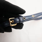 Miu Miu Mini Matelassé Dark Blue Leather Crossbody Bag with Gold Hardware