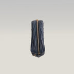 Miu Miu Mini Matelassé Dark Blue Leather Crossbody Bag with Gold Hardware