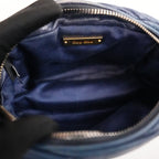 Miu Miu Mini Matelassé Dark Blue Leather Crossbody Bag with Gold Hardware