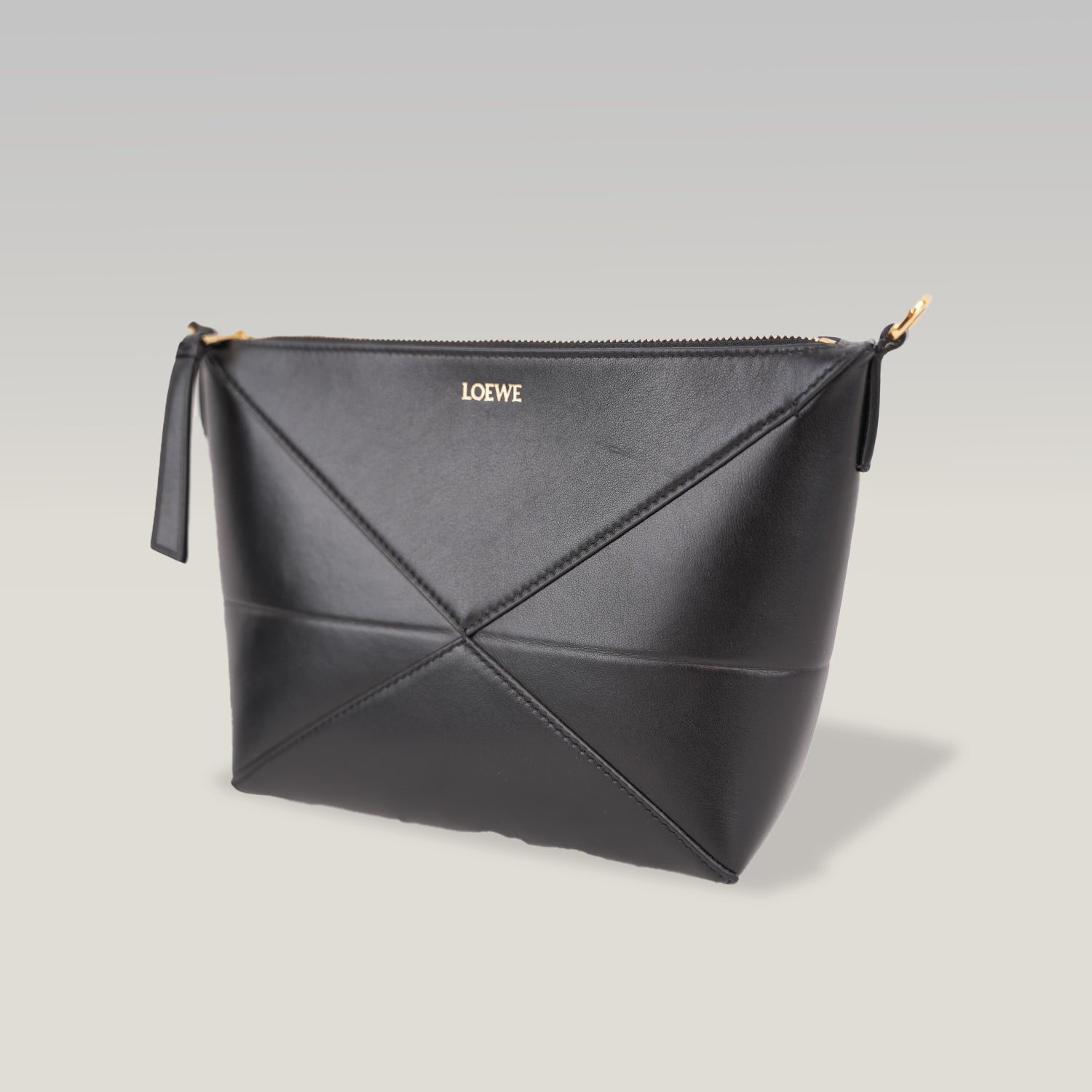 Loewe Puzzle Fold Leather Pouch Black Leather Clutch & Crossbody Bag