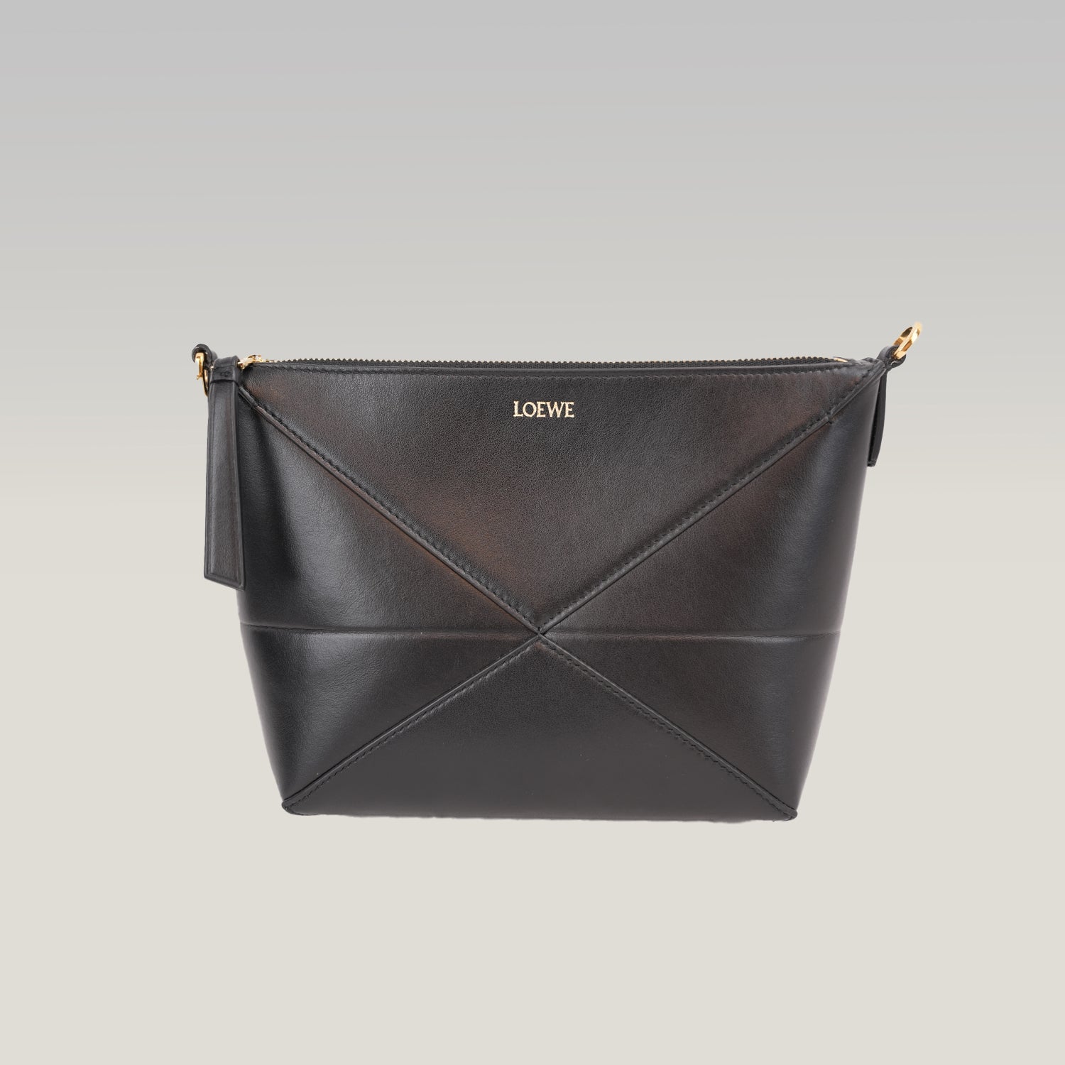 Loewe Puzzle Fold Leather Pouch Black Leather Clutch & Crossbody Bag