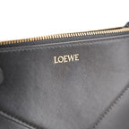 Loewe Puzzle Fold Leather Pouch Black Leather Clutch & Crossbody Bag