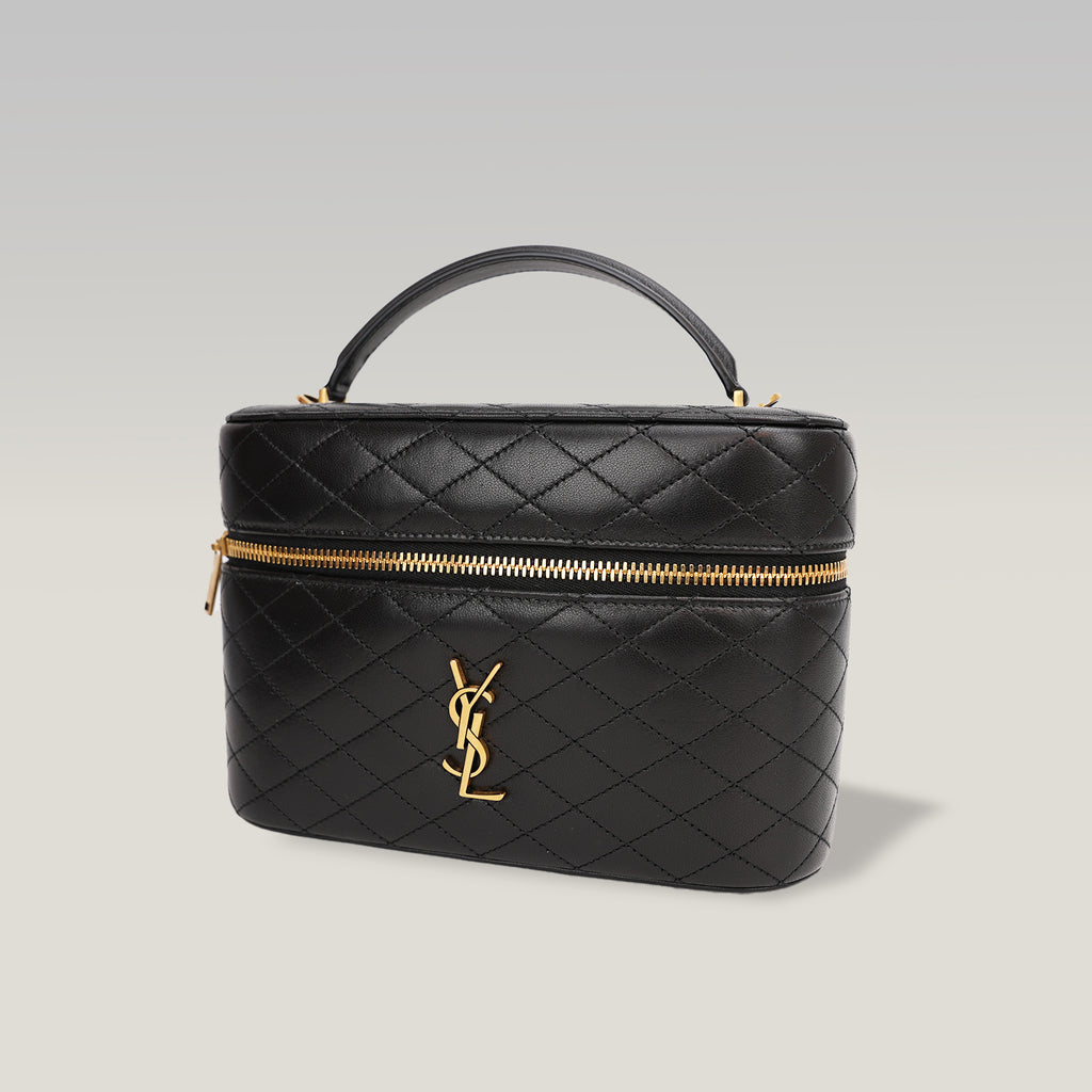 Saint Laurent Gaby Vanity Black Quilted Lambskin Bag with Cassandre Logo