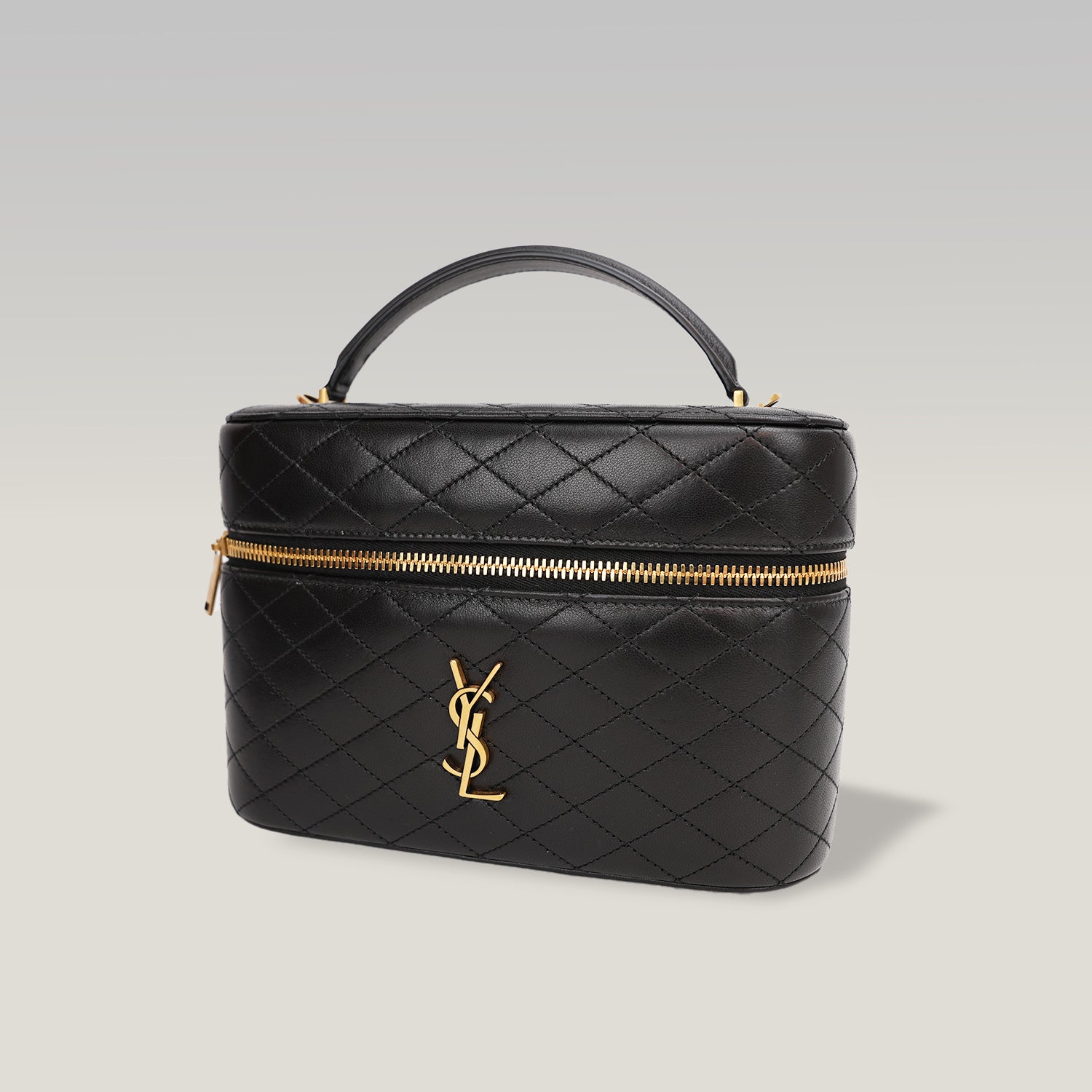 Saint Laurent Gaby Vanity Black Quilted Lambskin Bag with Cassandre Logo