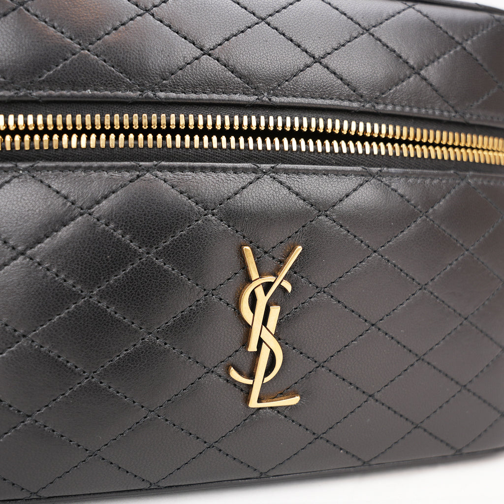 Saint Laurent Gaby Vanity Black Quilted Lambskin Bag with Cassandre Logo