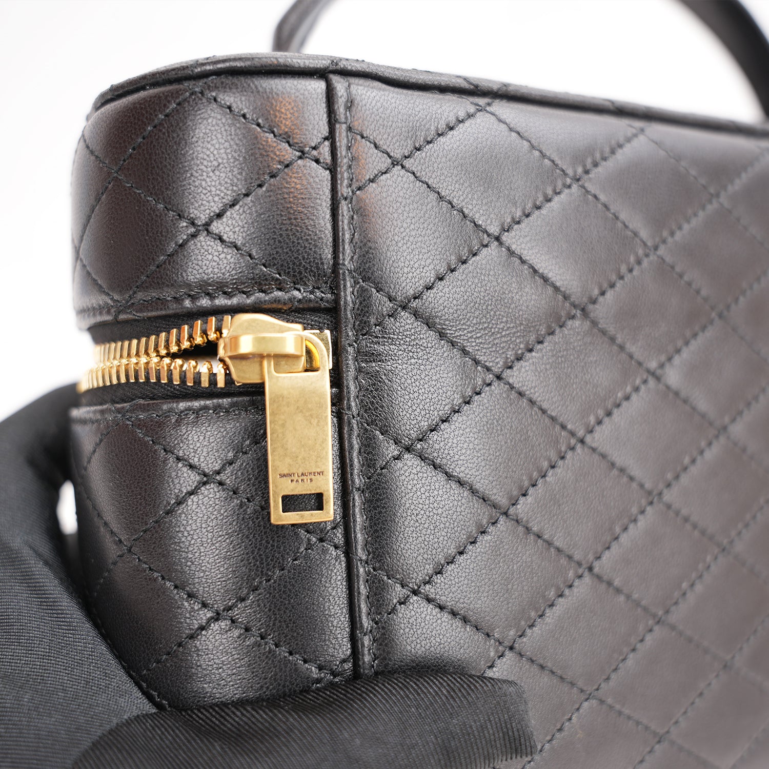 Saint Laurent Gaby Vanity Black Quilted Lambskin Bag with Cassandre Logo
