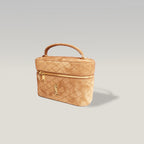 Saint Laurent Gaby Vanity Large Borsa a Mano in Pelle Scamosciata Marrone Cammello Matelassé con Logo YSL e Dettagli Dorati