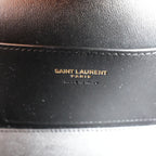 Saint Laurent Gaby Vanity Large Borsa a Mano in Pelle Scamosciata Marrone Cammello Matelassé con Logo YSL e Dettagli Dorati