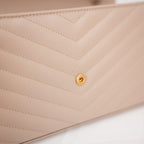 Saint Laurent Cassandre Envelope Wallet on Chain Beige Grain de Poudre Chevron Leather