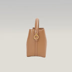 Saint Laurent Le 37 Small Borsa Secchiello in Pelle di Vitello Marrone Cognac con Logo YSL Dorato