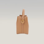 Saint Laurent Le 37 Small Borsa Secchiello in Pelle di Vitello Marrone Cognac con Logo YSL Dorato