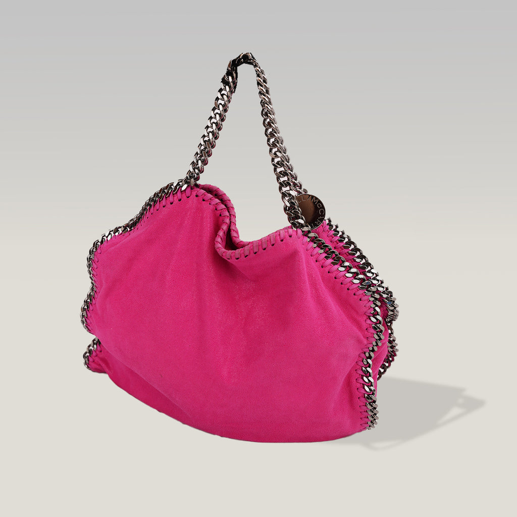 Stella McCartney Falabella Medium Tote in Shaggy Deer Rosa Fucsia con Catena Argento