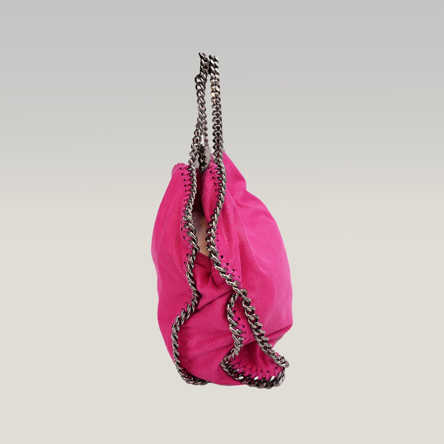 Stella McCartney Falabella Medium Tote in Shaggy Deer Rosa Fucsia con Catena Argento
