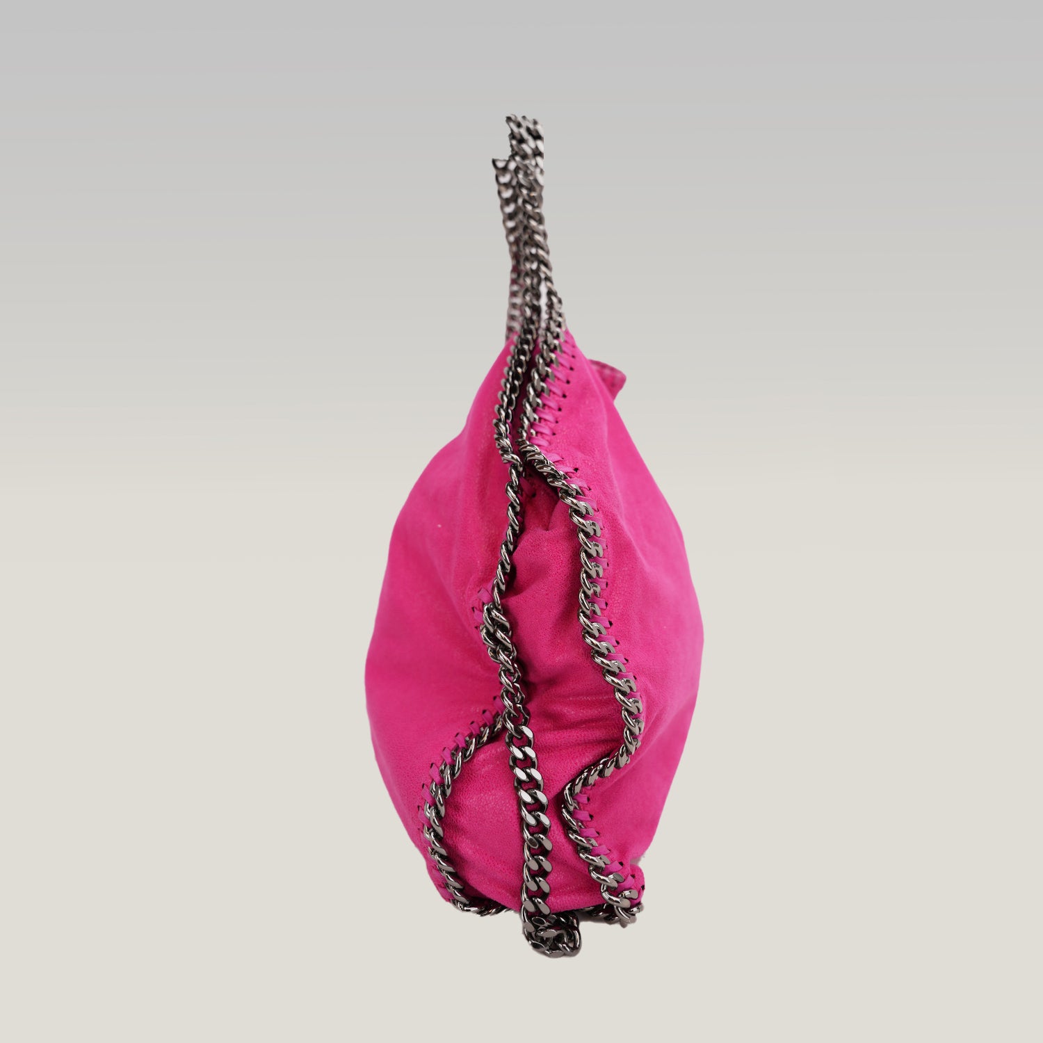 Stella McCartney Falabella Medium Tote in Shaggy Deer Rosa Fucsia con Catena Argento