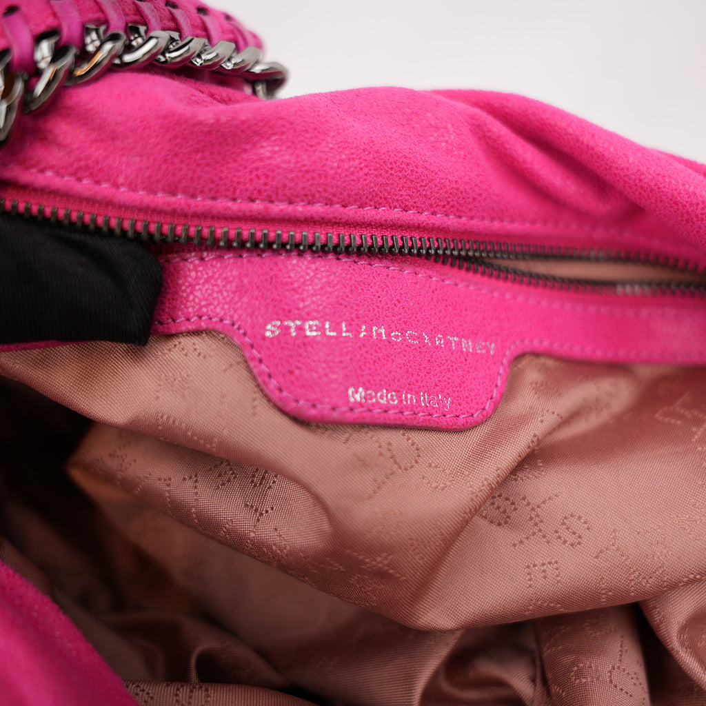 Stella McCartney Falabella Medium Tote in Shaggy Deer Rosa Fucsia con Catena Argento