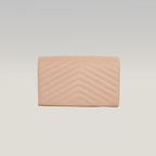 Saint Laurent Cassandra WOC Beige Nude in Pelle Matelassé Chevron con Logo YSL Dorato