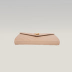 Saint Laurent Cassandra WOC Beige Nude in Pelle Matelassé Chevron con Logo YSL Dorato