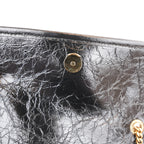 Saint Laurent Niki Mini Nera in Pelle Stropicciata con Logo YSL Dorato