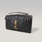 Saint Laurent Envelope Small Chain Shoulder Bag Black Quilted Grain de Poudre Leather