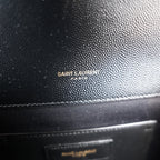 Saint Laurent Envelope Small Chain Shoulder Bag Black Quilted Grain de Poudre Leather