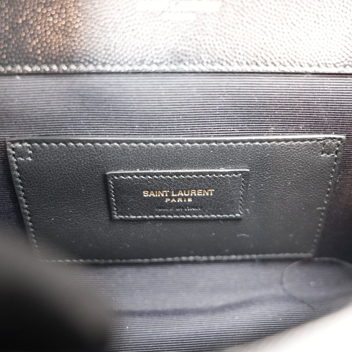 Saint Laurent Envelope Small Chain Shoulder Bag Black Quilted Grain de Poudre Leather