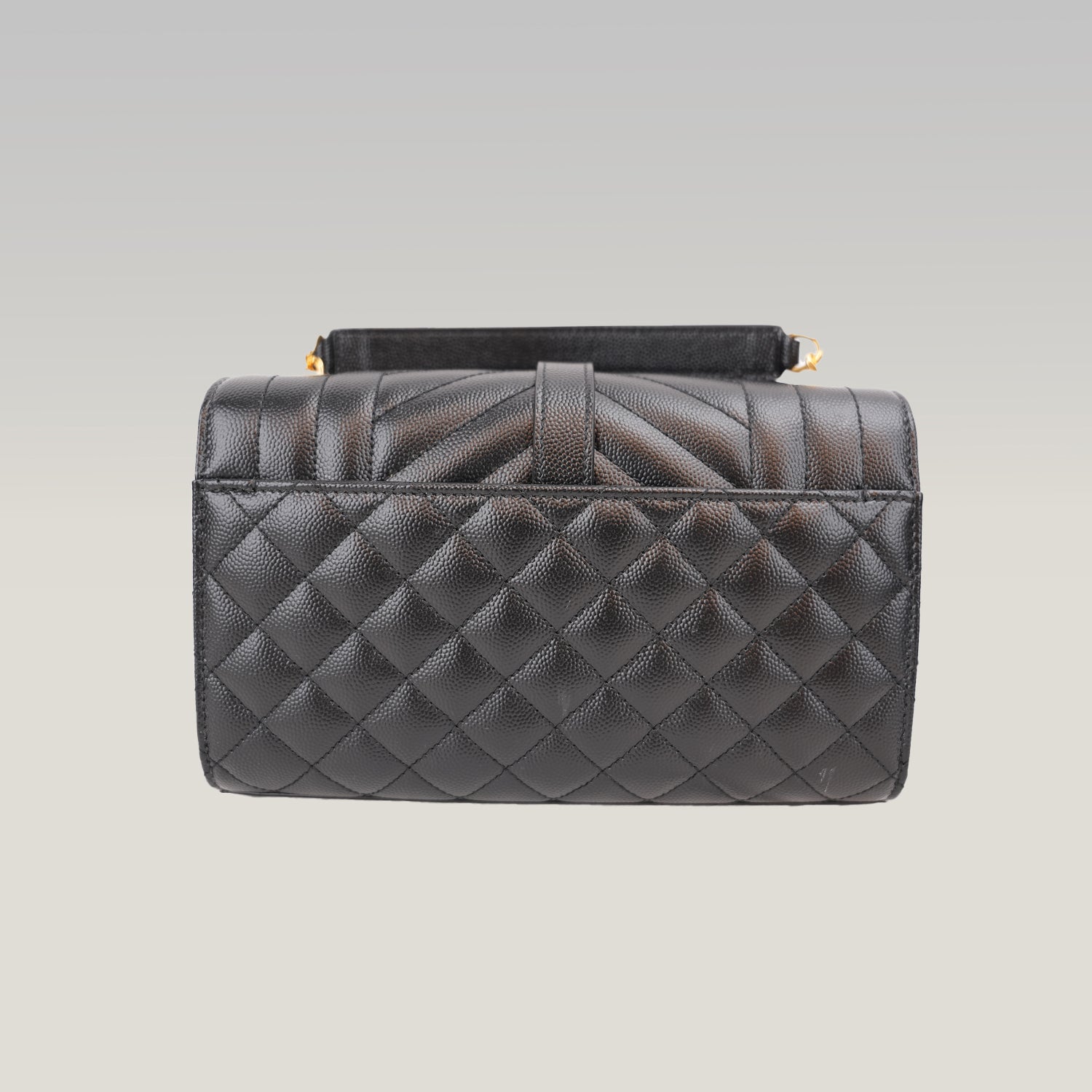 Saint Laurent Envelope Small Chain Shoulder Bag Black Quilted Grain de Poudre Leather