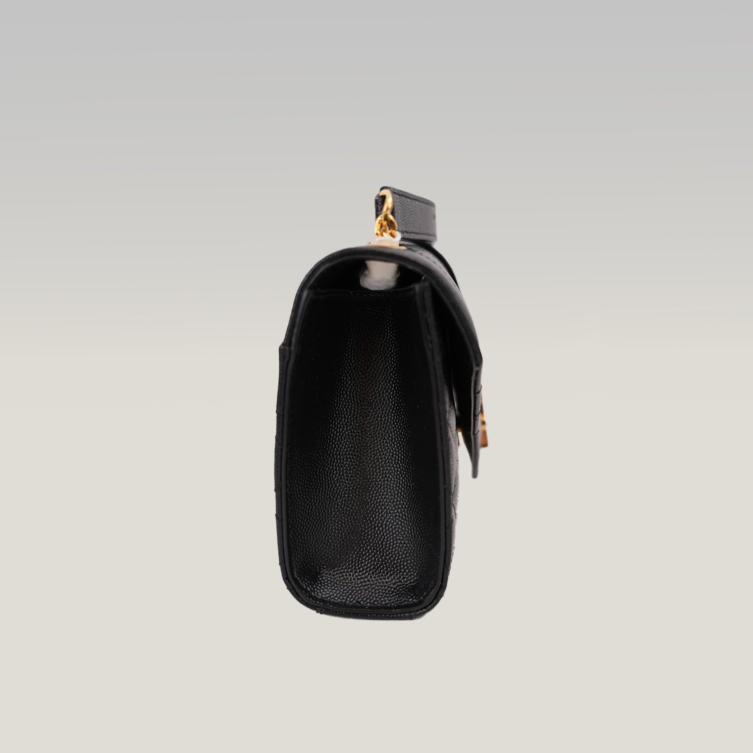 Saint Laurent Envelope Small Chain Shoulder Bag Black Quilted Grain de Poudre Leather