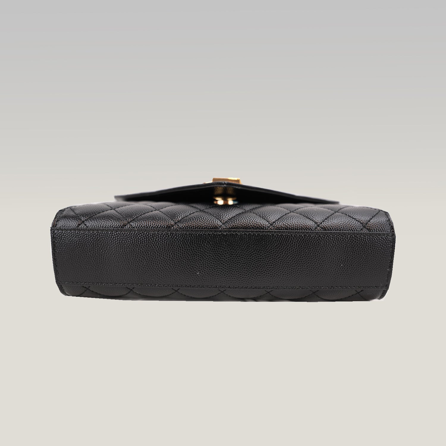 Saint Laurent Envelope Small Chain Shoulder Bag Black Quilted Grain de Poudre Leather