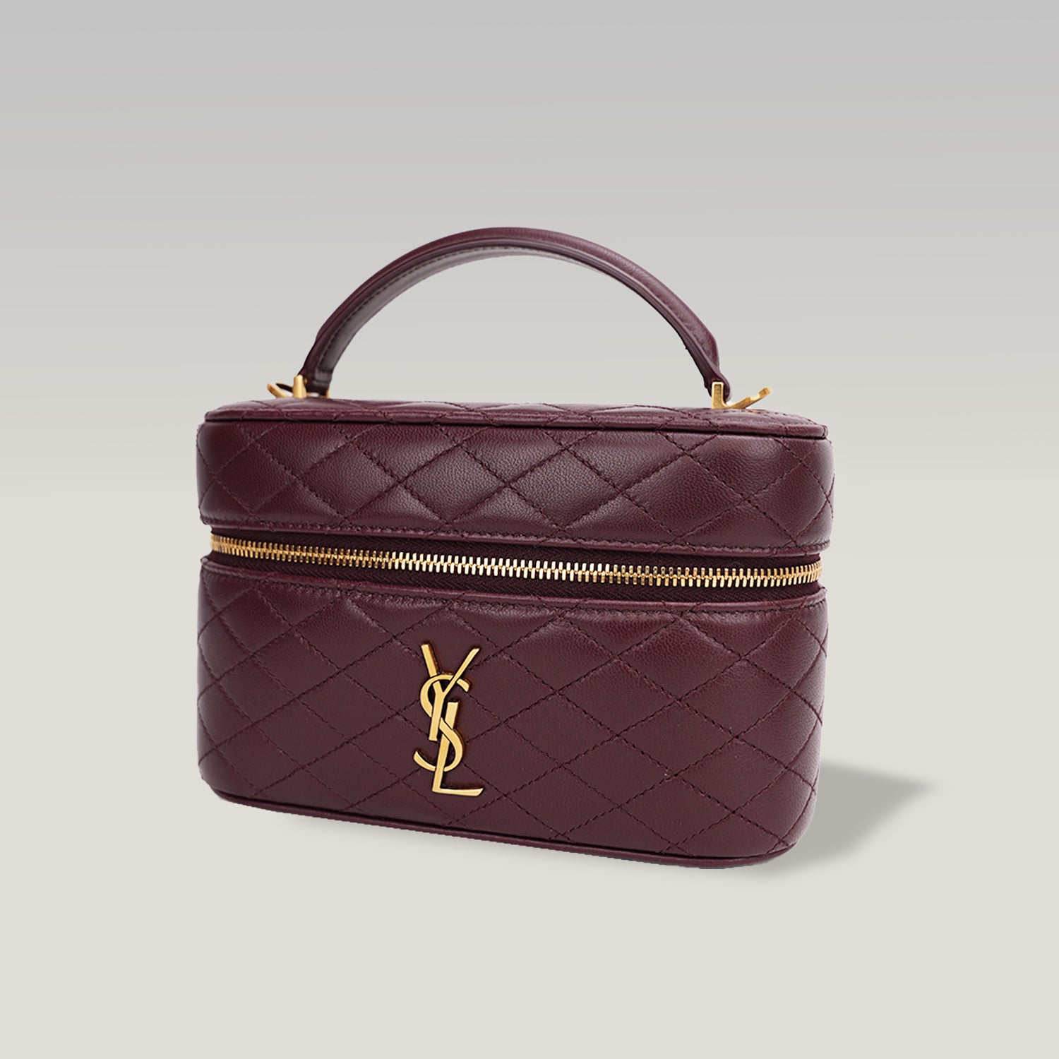 Saint Laurent Gaby Vanity Mini Rouge Cabernet in Quilted Leather with Gold Logo