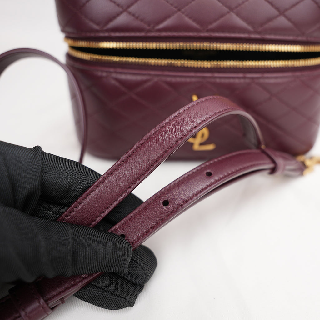 Saint Laurent Gaby Vanity Mini Rouge Cabernet in Quilted Leather with Gold Logo