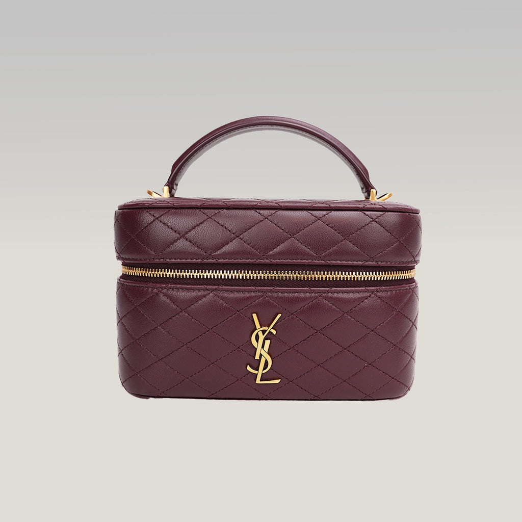 Saint Laurent Gaby Vanity Mini Rouge Cabernet in Quilted Leather with Gold Logo