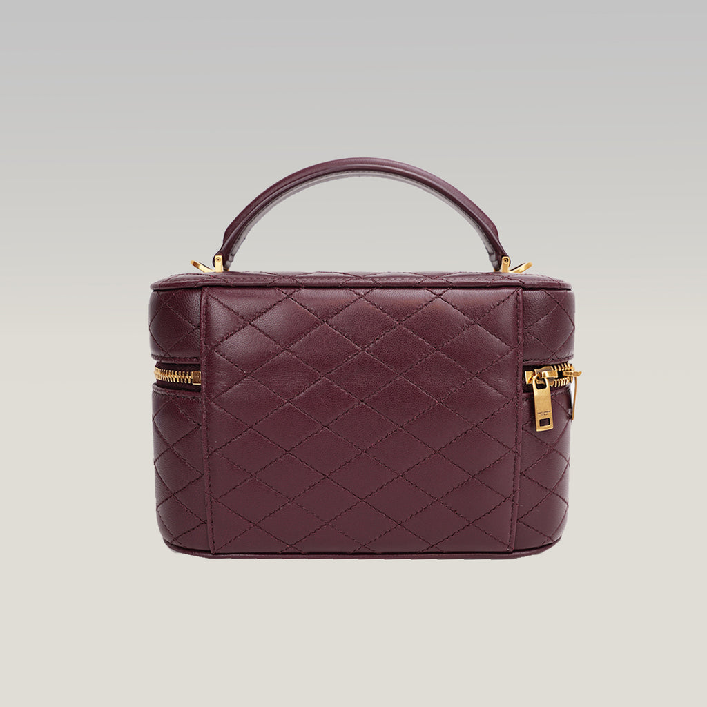 Saint Laurent Gaby Vanity Mini Rouge Cabernet in Quilted Leather with Gold Logo