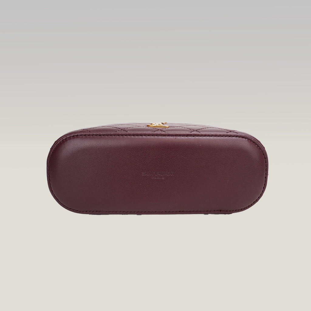 Saint Laurent Gaby Vanity Mini Rouge Cabernet in Quilted Leather with Gold Logo