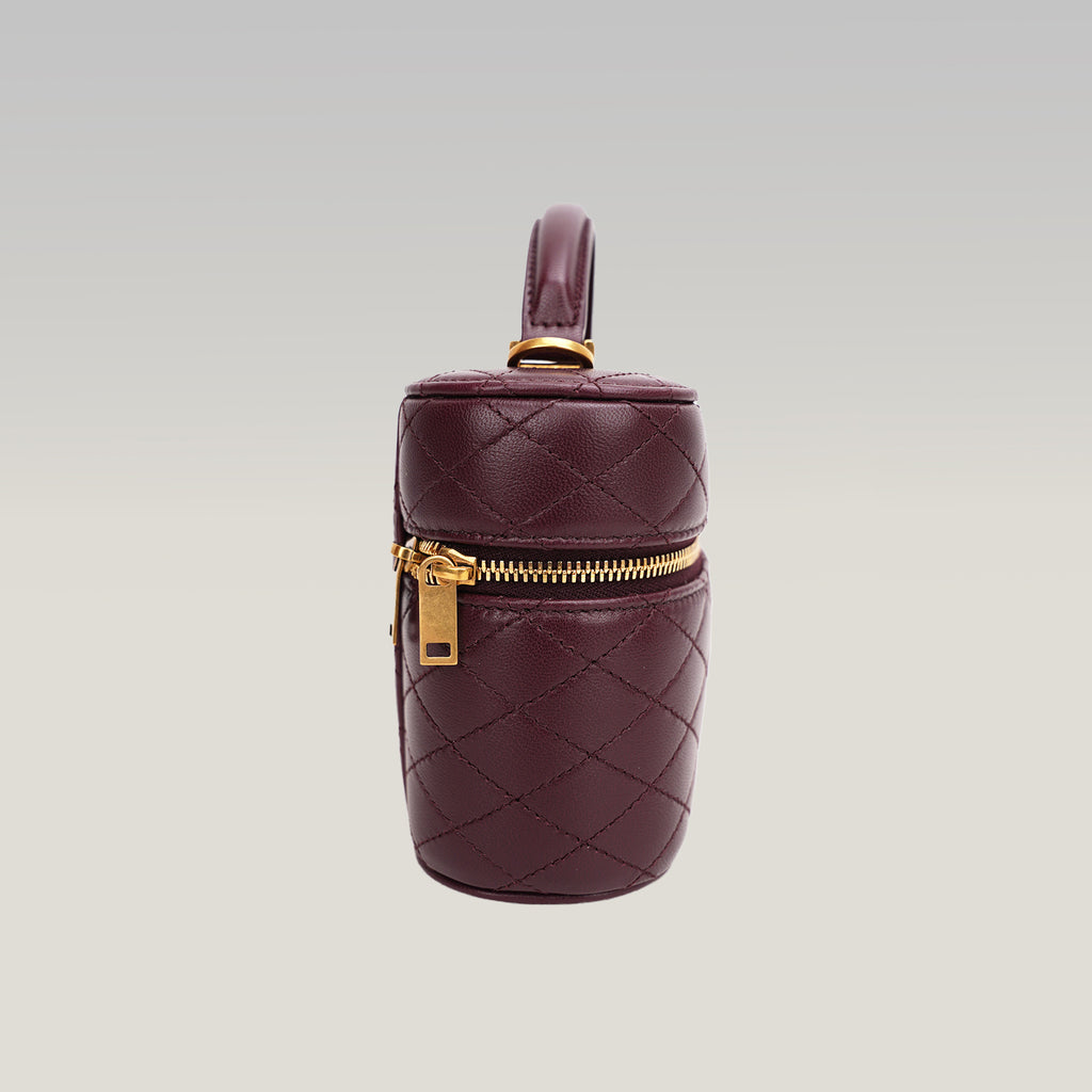 Saint Laurent Gaby Vanity Mini Rouge Cabernet in Quilted Leather with Gold Logo