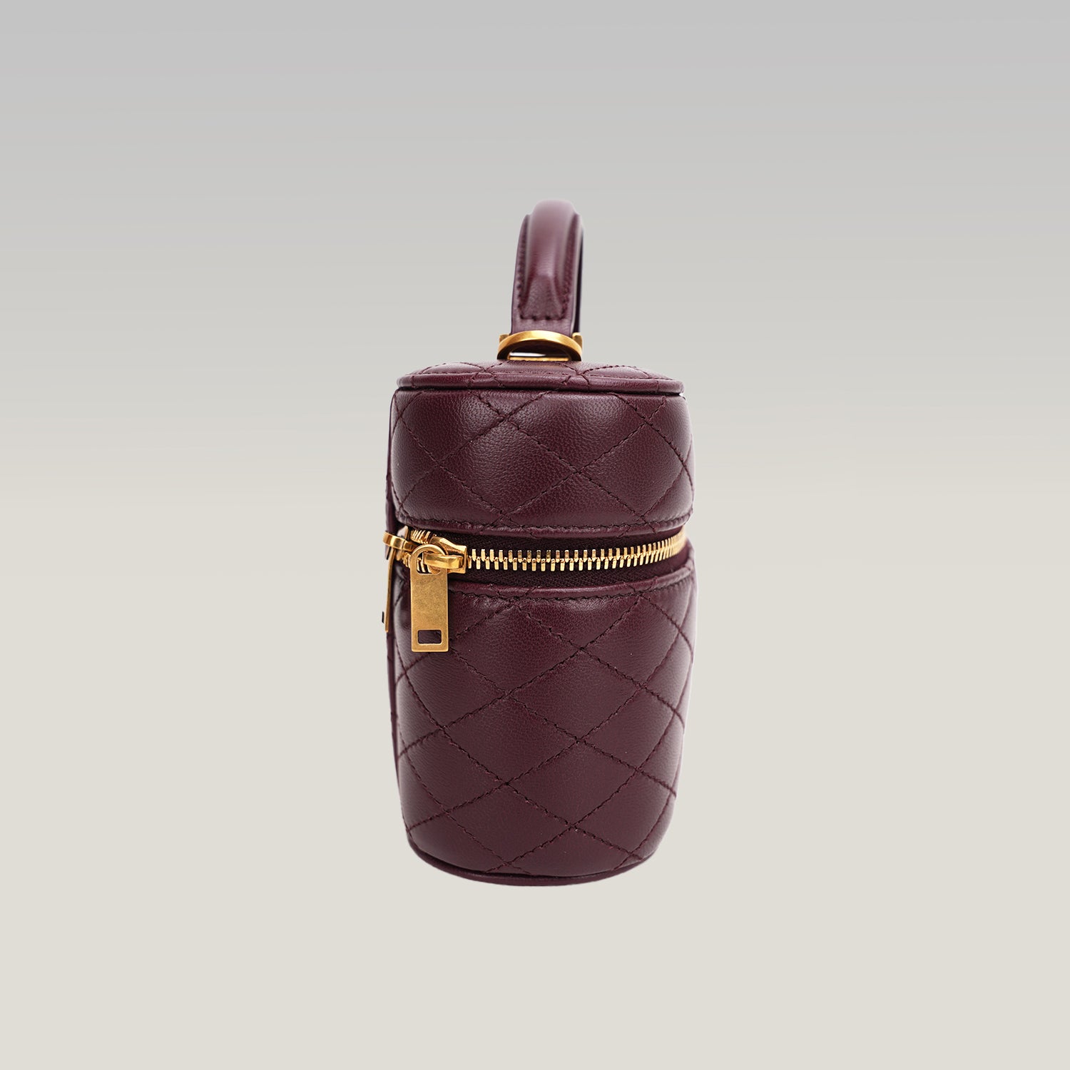 Saint Laurent Gaby Vanity Mini Rouge Cabernet in Quilted Leather with Gold Logo