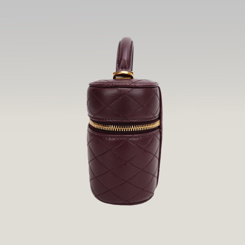 Saint Laurent Gaby Vanity Mini Rouge Cabernet in Quilted Leather with Gold Logo