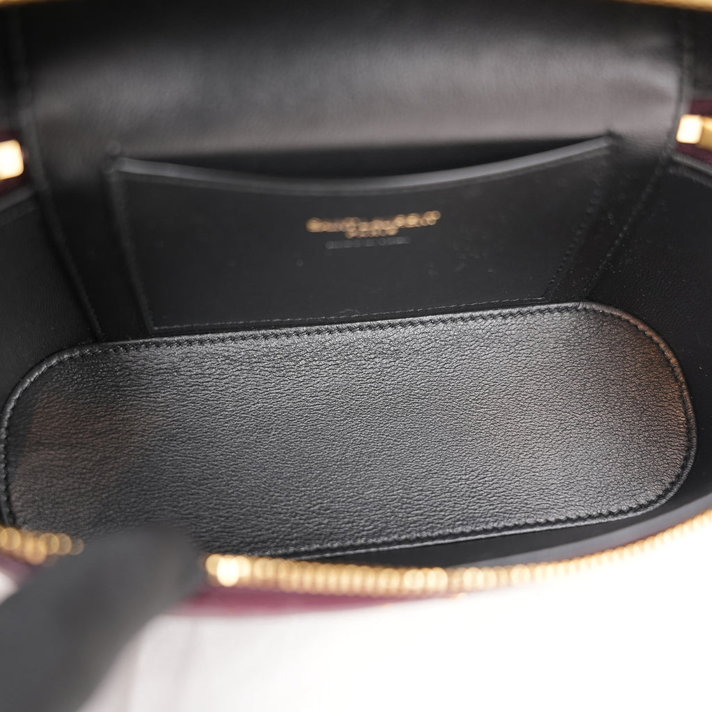 Saint Laurent Gaby Vanity Mini Rouge Cabernet in Quilted Leather with Gold Logo