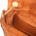 Saint Laurent Kate Borsa a Spalla in Pelle Nera Effetto Coccodrillo con Logo YSL e Catena Dorata