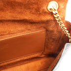 Saint Laurent Kate Borsa a Spalla in Pelle Nera Effetto Coccodrillo con Logo YSL e Catena Dorata