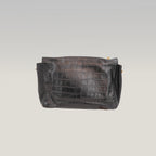 Saint Laurent Kate Borsa a Spalla in Pelle Nera Effetto Coccodrillo con Logo YSL e Catena Dorata
