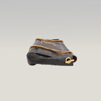 Saint Laurent Kate Borsa a Spalla in Pelle Nera Effetto Coccodrillo con Logo YSL e Catena Dorata