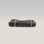 Saint Laurent Kate Borsa a Spalla in Pelle Nera Effetto Coccodrillo con Logo YSL e Catena Dorata