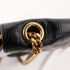 Saint Laurent Kate Borsa a Spalla in Pelle Nera Effetto Coccodrillo con Logo YSL e Catena Dorata
