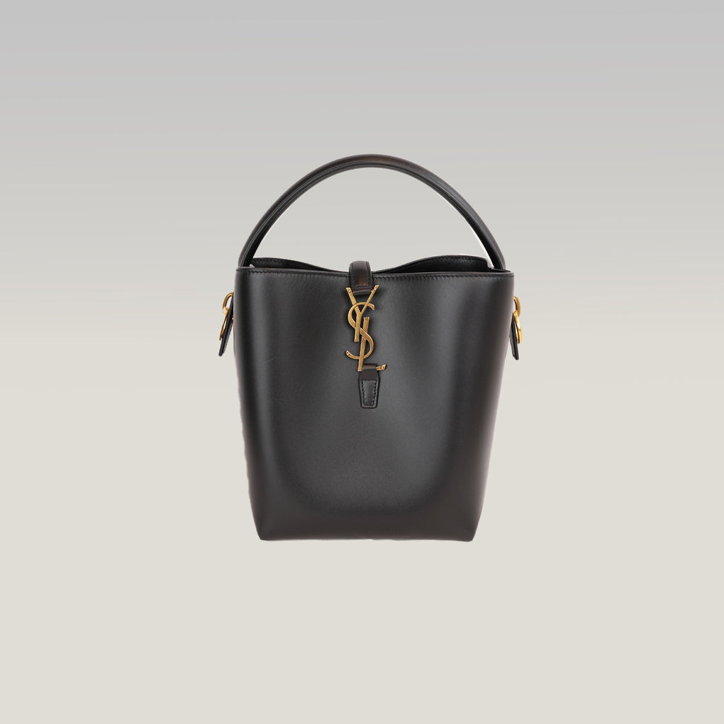Saint Laurent Le 5 à 7 Supple Large Nera in Pelle con Hardware Dorato