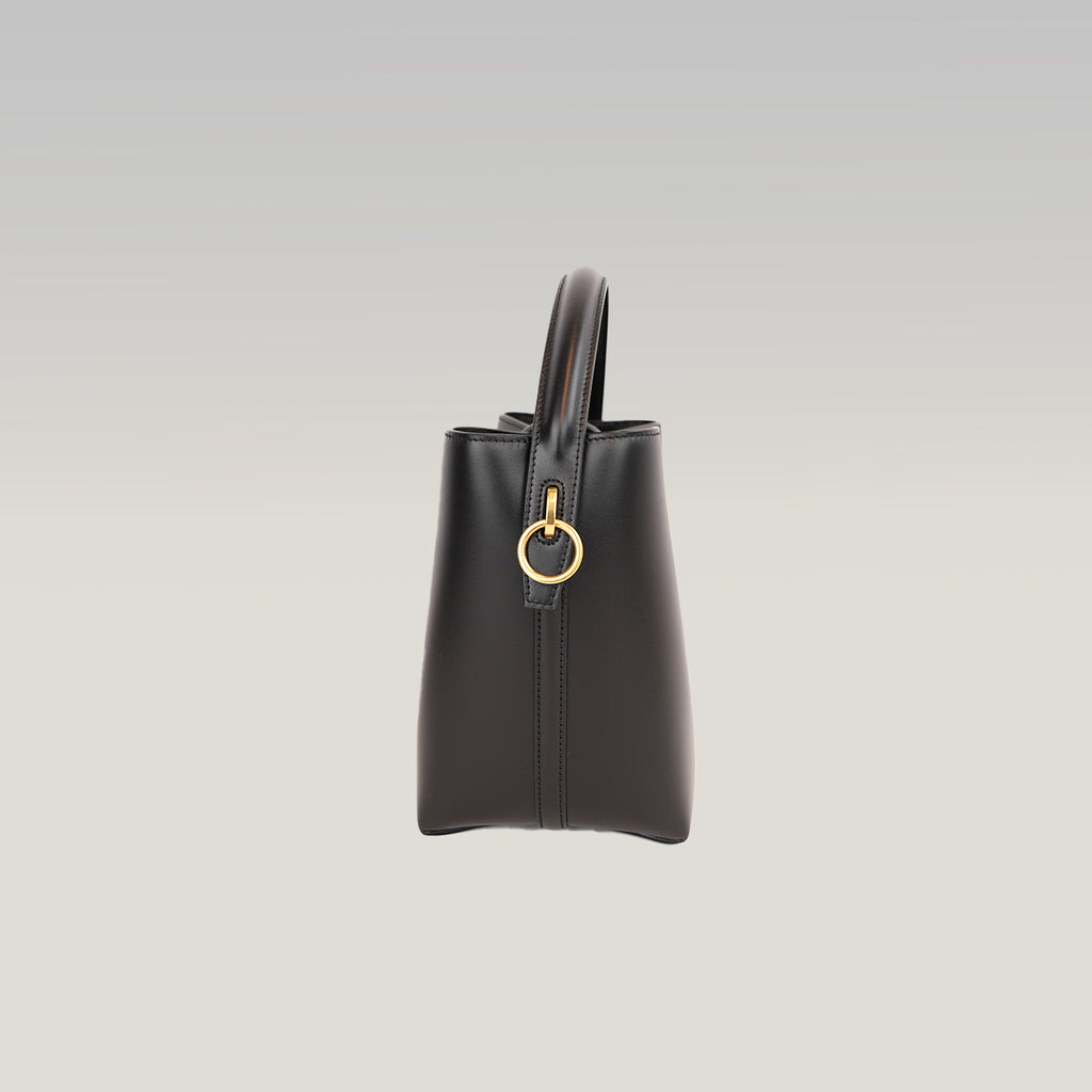 Saint Laurent Le 5 à 7 Supple Large Nera in Pelle con Hardware Dorato